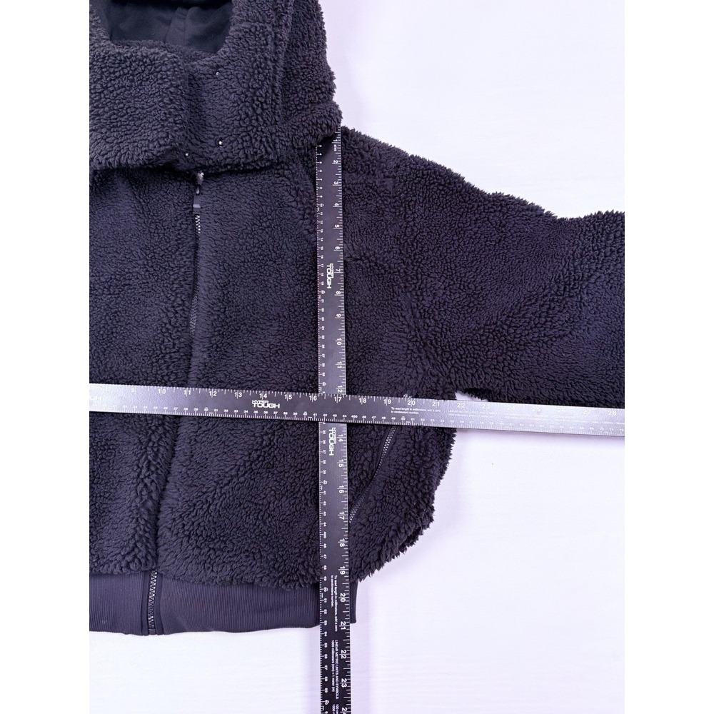 Alo Foxy Teddy Plush Sherpa Jacket Womens Medium Black Hooded Sportswear Workout - Picture 9 of 13